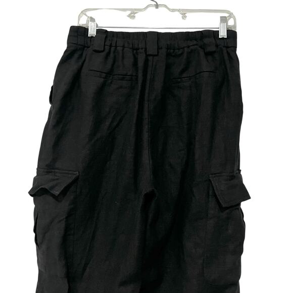 House of Harlow 1960 Pants Black Cargo Linen Blend Women's 6 Straight Leg - Picture 5 of 7